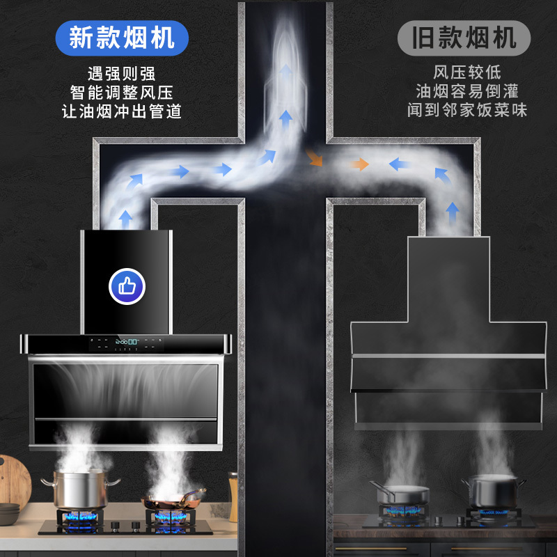 爱德(aide) 侧吸式油烟机 变频烟机防油烟倒灌 28立方大吸力顶侧双吸7字型抽油烟机免拆洗 Q9油烟机 师傅安装