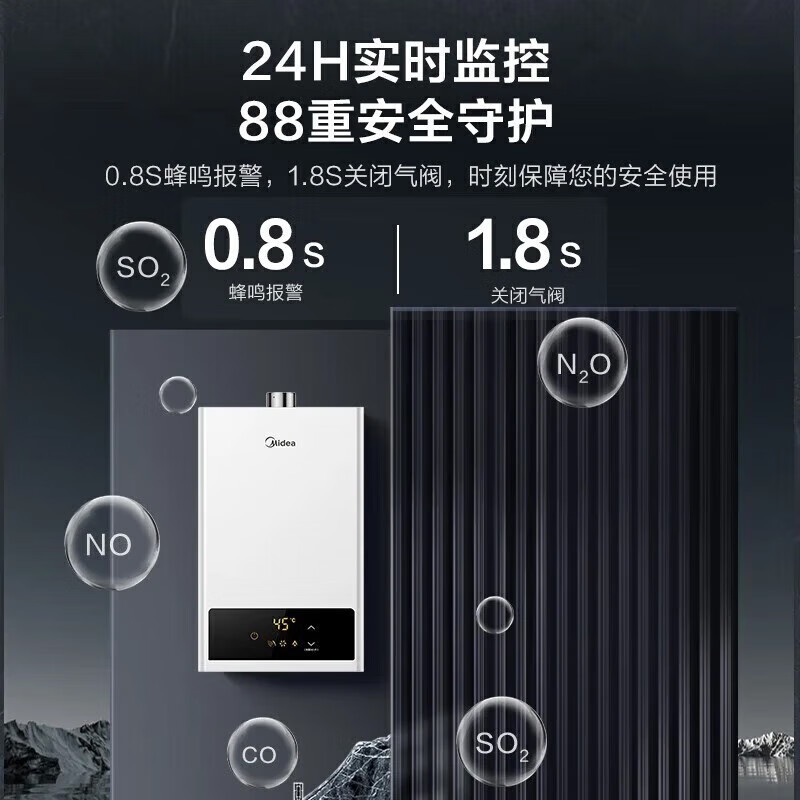 美的(Midea)16升燃气热水器HWF升级款天然气家用智能变频恒温 节能省气 低水压启动JSQ30-HWF Pro