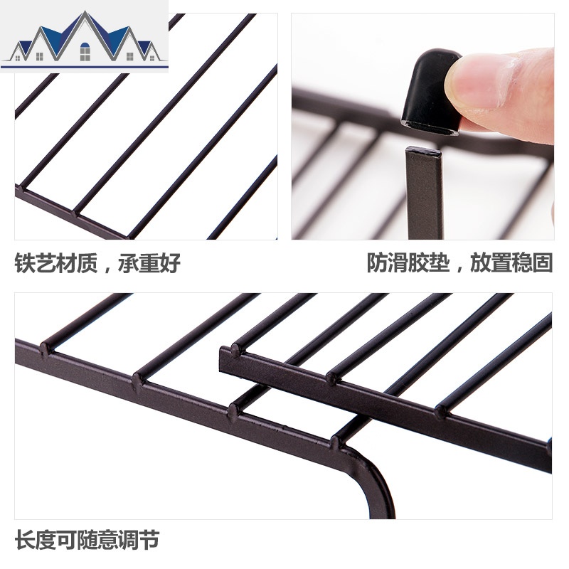 可伸缩铁艺置物架 厨房调料架收纳架家用简约落地式储物架 三维工匠高清大图