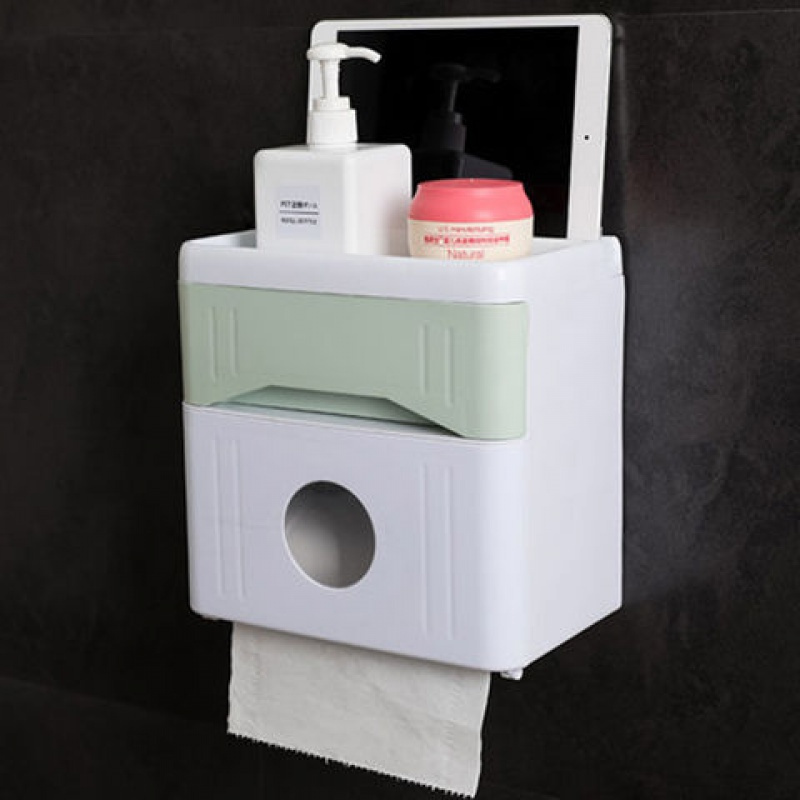 双层798F绿色 卫生间纸巾盒厕纸盒免打孔卫生纸巾架防水厕所卷纸架卫生间置物架