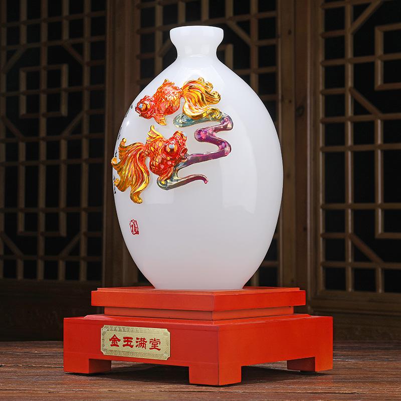 家柏饰(CORATED)玉花瓶摆件金玉满堂创意家居客厅电视柜隔断装饰送礼乔迁新居礼品高清大图