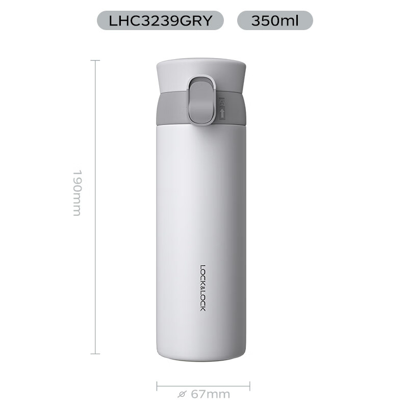 乐扣乐扣(LOCK&LOCK)憧憬弹跳保温杯316不锈钢男女学生便携保温保冷水杯子350ML灰色 LHC3239高清大图