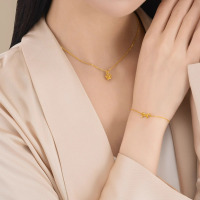 周大福实心蝴蝶结黄金手链女足金首饰(工费:260计价)EOF859七夕礼物