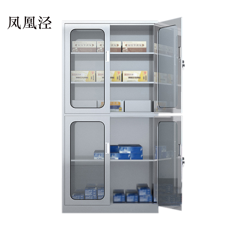 凤凰泾不锈钢柜子储物柜资料柜档案柜带锁文件柜201上下玻文件柜高清大图