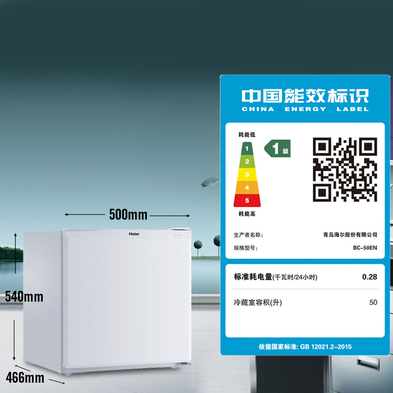 50升冰箱 家用冰柜小冰箱 迷你型单门冰箱直冷 一级能效单温冷藏功能
