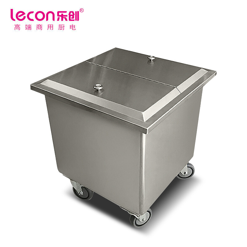 乐创（lecon）LC-J-MFC02商用面粉车 50KG粮食干货面粉储备箱不锈钢推车
