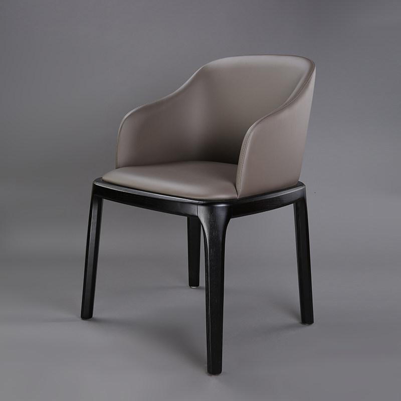 汐岩椅子家用实木餐椅现代简约凳子靠背椅书桌椅北欧实木椅化妆椅 高级灰黑腿耐磨皮带扶手