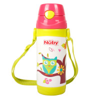 努比(Nuby)真空按键式不锈钢保温背带吸管杯水杯)10225(颜色图案随机) 360ml 适用年龄:12个月以上