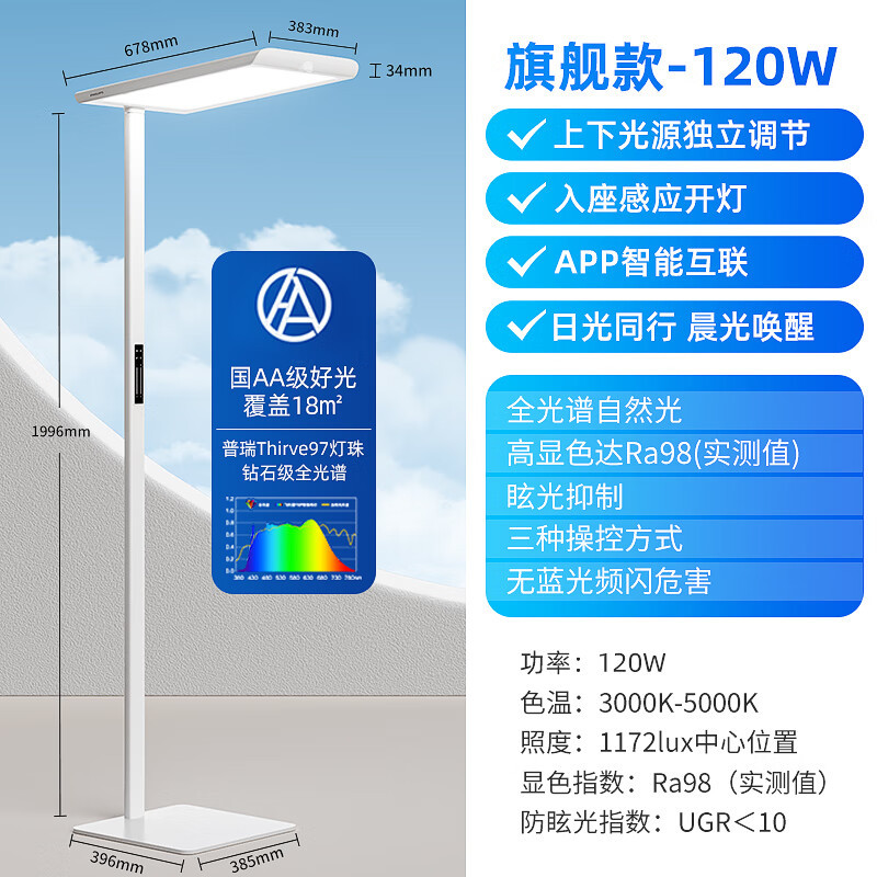飞利浦F9大路灯 智能护眼落地灯儿童学习专用led全光谱床头灯