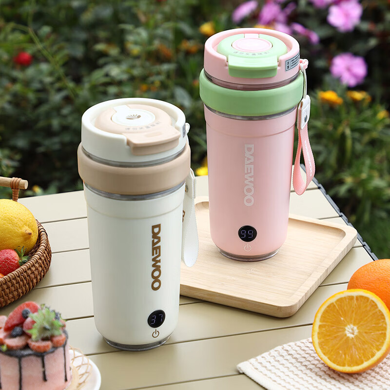 大宇(DAEWOO) 便携式迷你烧水壶家用旅行泡茶保温电热水杯 0.35L DYSH-035E 电热水杯(伯爵白)高清大图