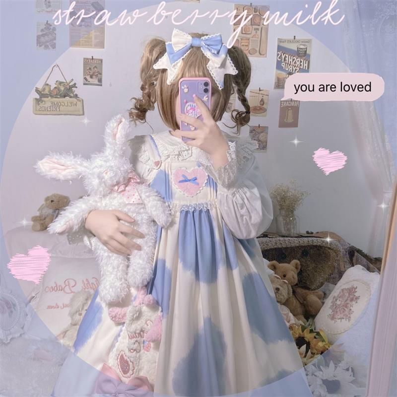 全款掉落小奶糕奶牛纹印花lolita连衣裙jsk裙洛丽塔连衣裙
