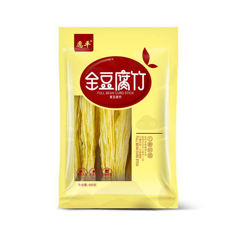 愿平 全豆黄豆腐竹500g 非转基因大豆黄豆制品手工制作豆腐皮