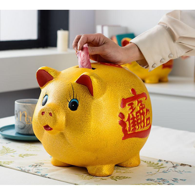 金猪存钱罐只进不出网红有趣的大容量儿童储蓄箱成人陶瓷简约可爱 三维工匠 金猪4寸(约11厘米)储蓄罐高清大图