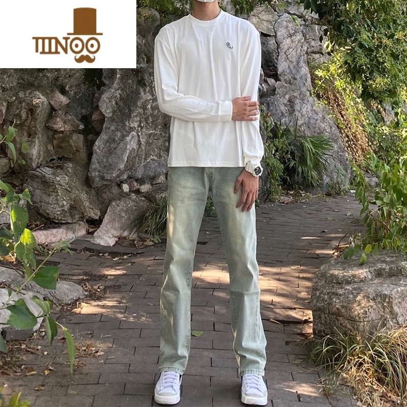 YANXU黄泥阔腿牛仔裤男夏季薄款宽松直筒休闲潮牌复古痞帅裤子美痞仔A高清大图