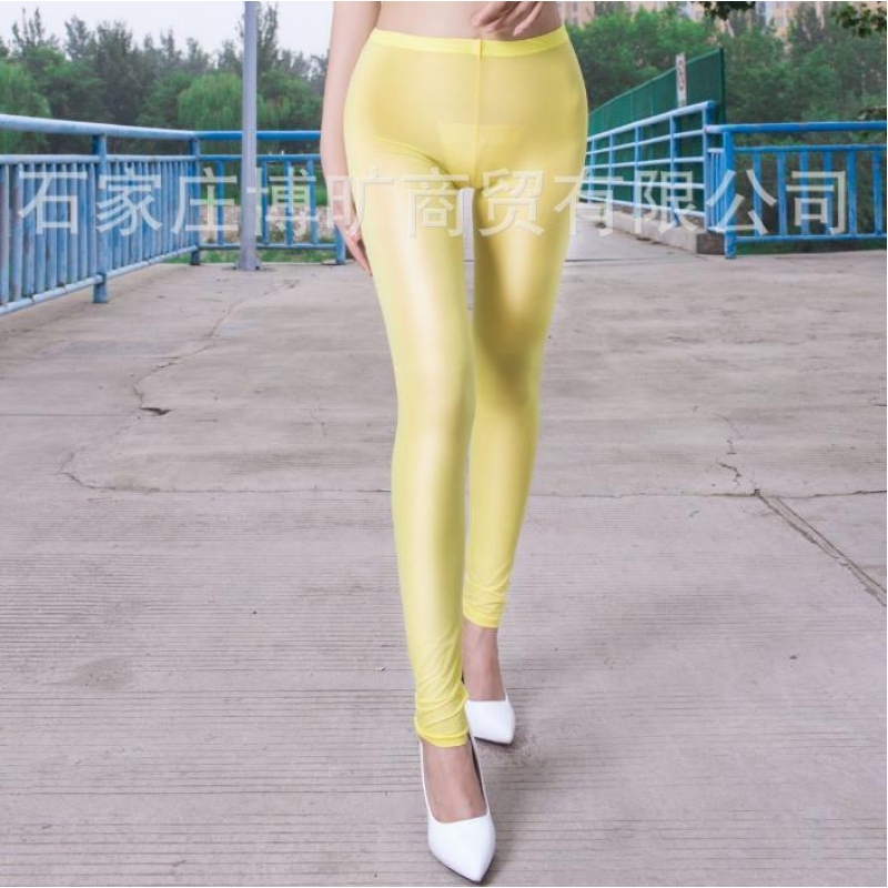 欲之诱惑高弹紧身吊带上衣透视开裆瑜伽小脚睡裤情趣内衣 黄裤 加肥