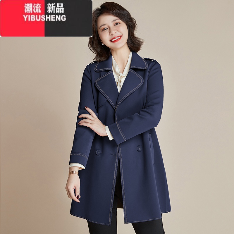 YIBUSHENG中年妈妈秋装外套中长款洋气上衣2023新款季中老年女春秋风气 4XL推荐尺码参考详情页 18416藏蓝色