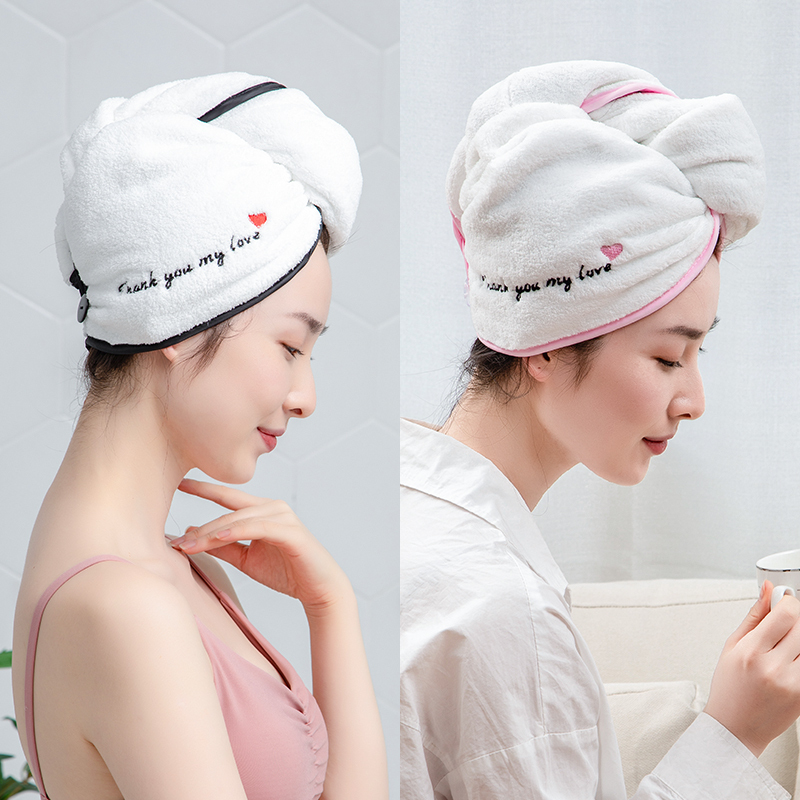 干发帽女吸水速干擦头发毛巾包头巾浴帽可爱长发干发巾三维工匠2条黑