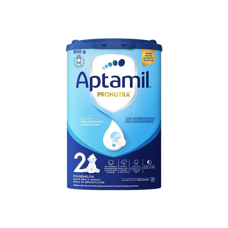 德国原装进口 爱他美（Aptamil）德国HMO较大婴儿配方奶粉2段（6-10个月）易乐罐 800g