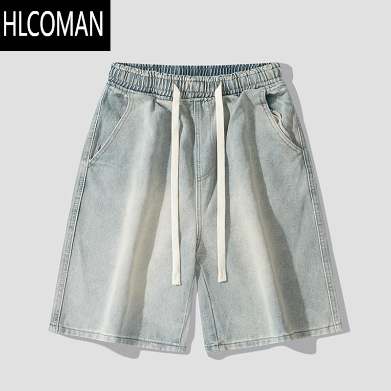 HLCOMAN短裤男夏季薄款中裤美式直筒裤牛仔裤男生宽松裤子男士休闲五分裤
