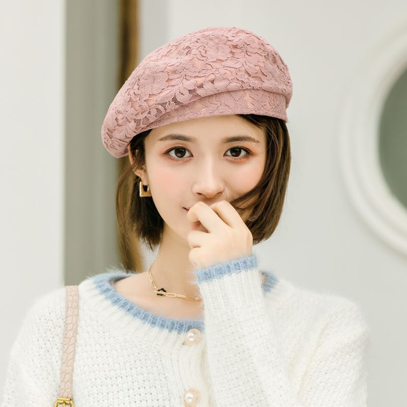 盛世尼曼适合短发戴的帽子冬天韩版挡风装饰女帽秋冬休闲百搭贝雷蕾丝