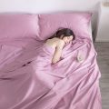 旅行用床上隔脏睡袋60支长绒棉纯棉大人外出便携床单宾馆酒店单人 180x215cm 魅力紫