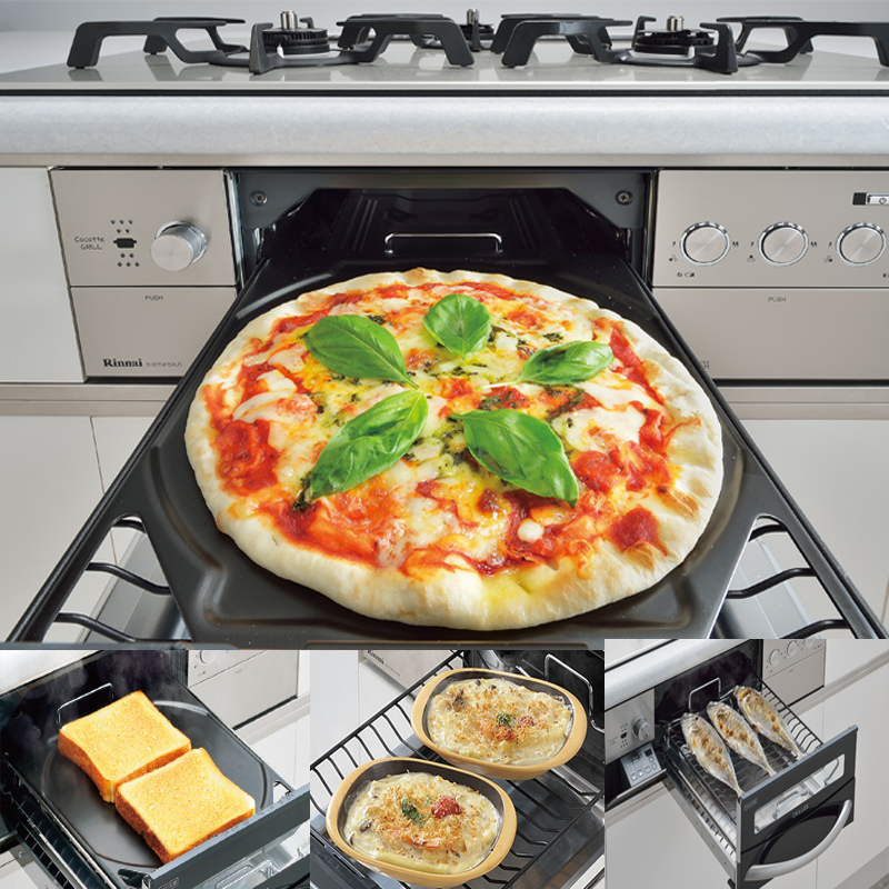 日本林内燃气灶DELICIA GRiLLER75嵌入式三眼灶煤气炉大火力带烤箱天然气RHS71W34ALRSR新款高清大图