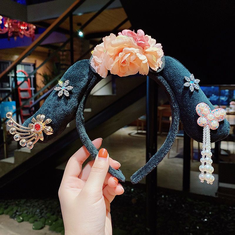 宫廷风格格发箍儿童古风头饰可爱中国风汉服配饰新年女童流苏头箍红