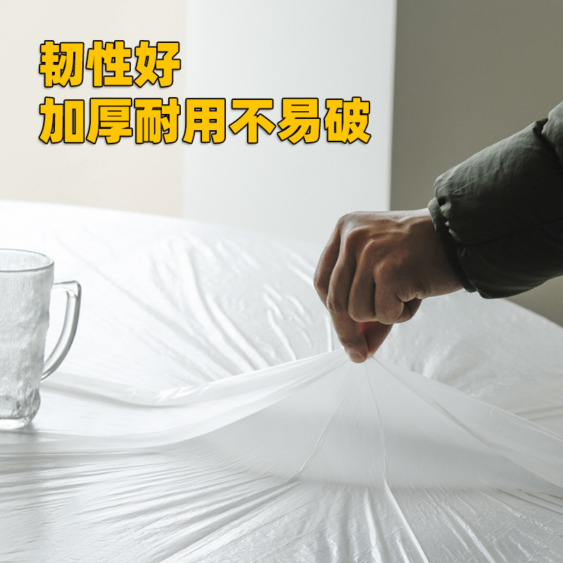 一次性桌布束口松紧带露营透明加厚防水防油结婚-适用:直径0.8米圆桌/长加宽1.2米内方桌;全新松紧带设计--30只/包高清大图