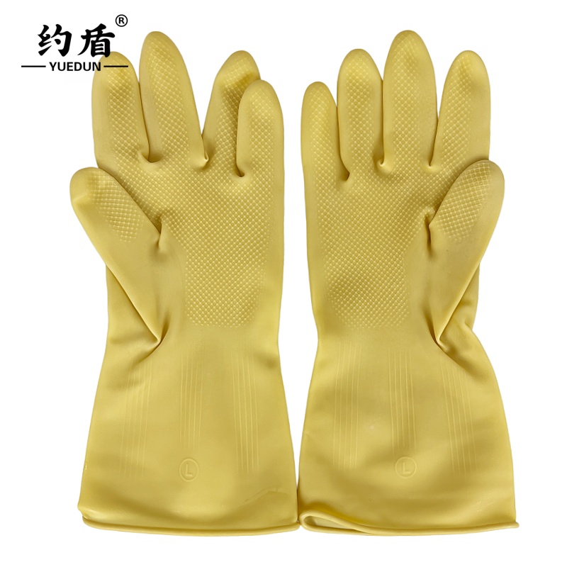 约盾 工业(黑白)加厚牛筋乳胶防水抗磨耐碱手套 110g/双高清大图