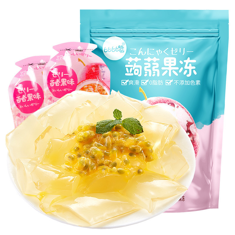 [满199减125元]比比赞魔芋蒟蒻果冻百香果味240g果汁布丁网红办公室解馋零食品