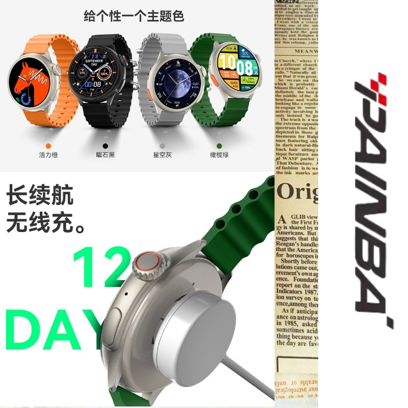正品新款HW3智能手表无线充电蓝牙通话全屏触摸多国语言微信电话提醒男款女款腕