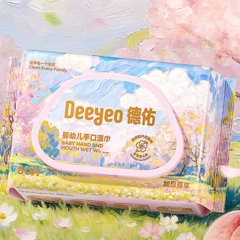 德佑 桃桃款大包湿巾80片10020744 婴儿手口可用清洁湿巾家庭装