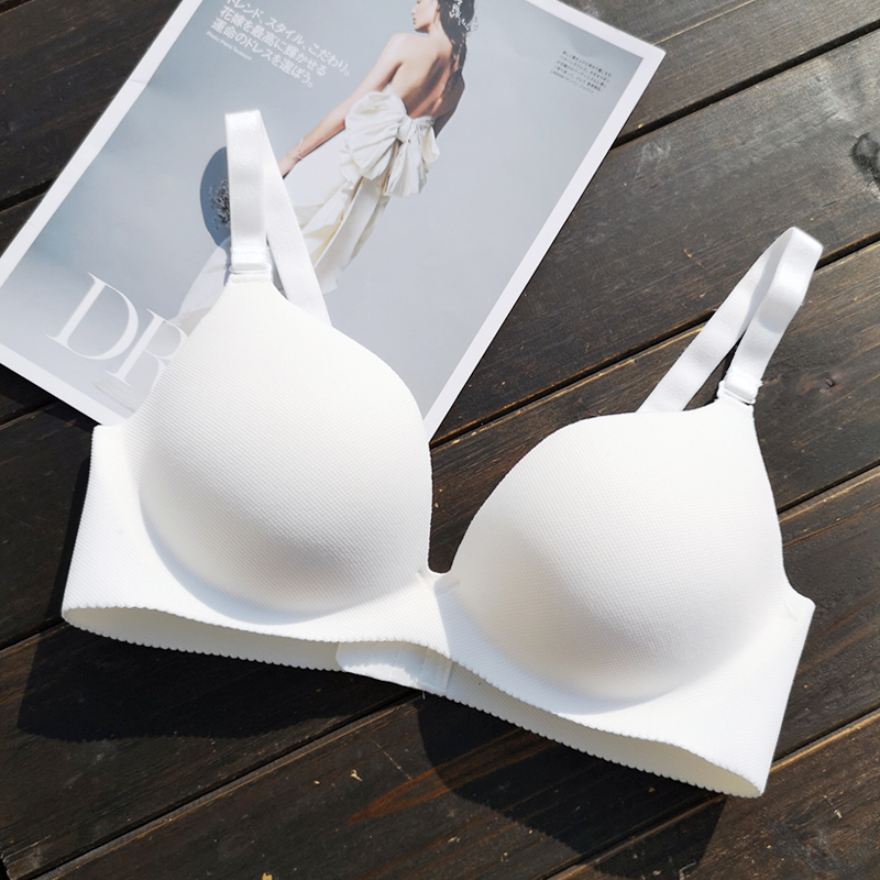 yunwuxin聚拢内衣女无钢圈上薄下厚款胸罩小胸性感上托一片式白色文胸