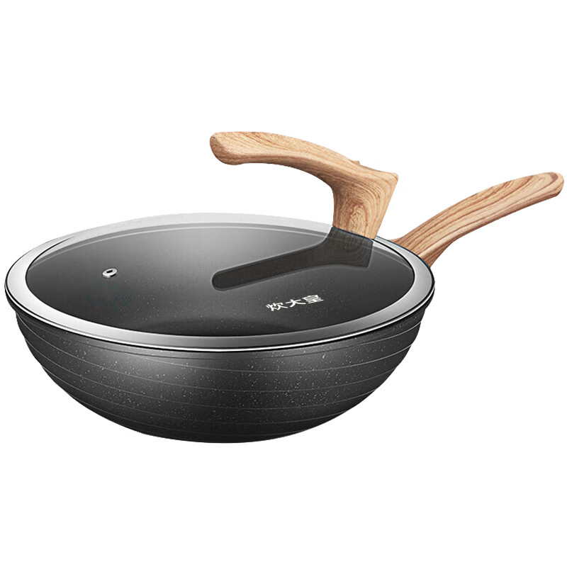 炊大皇 炒锅不粘锅麦饭石色炒菜锅32cm 电磁炉通用 黑曜石系列CG32HY高清大图