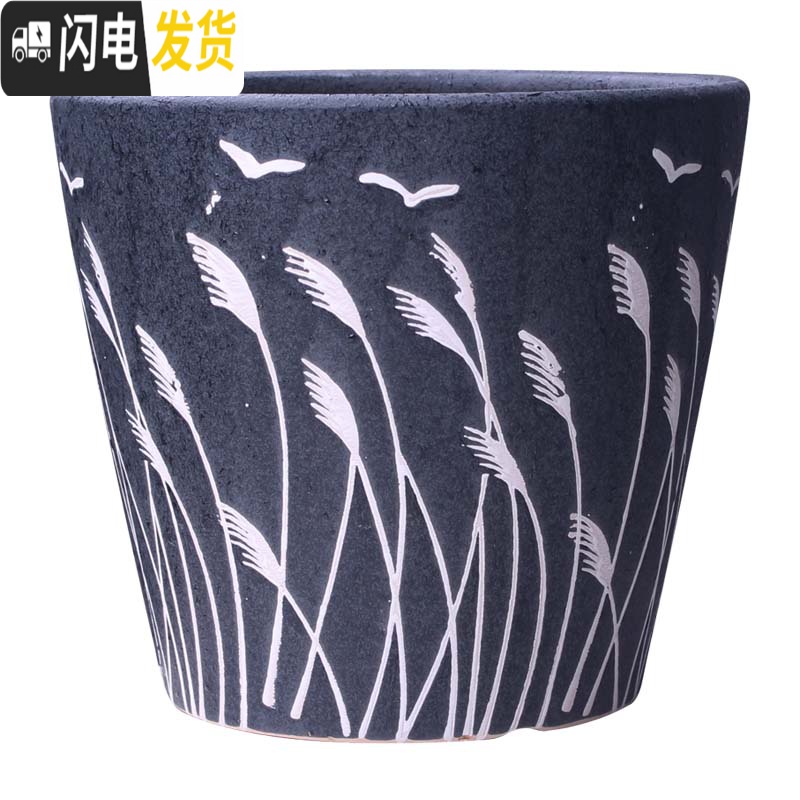三维工匠陶瓷花盆带托盘批发特大号创意室内阳台多肉吊兰绿萝花盆 903-D8白色(配陶瓷托盘) 中等花盆容器高清大图