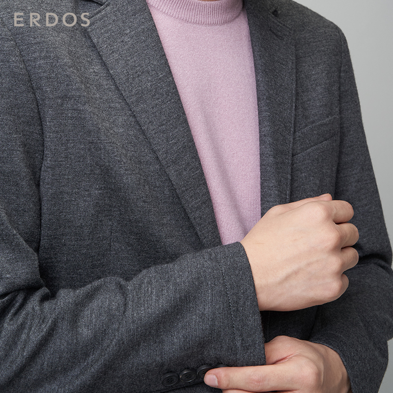 鄂尔多斯ERDOS 商务舒适保暖修身显瘦羊毛男士大衣外套夹克