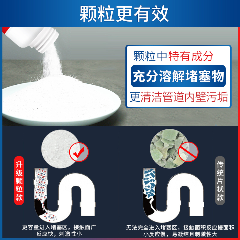 美舒洁管道疏通剂强力疏通马桶地漏厨房下水道除臭油污溶解堵塞
