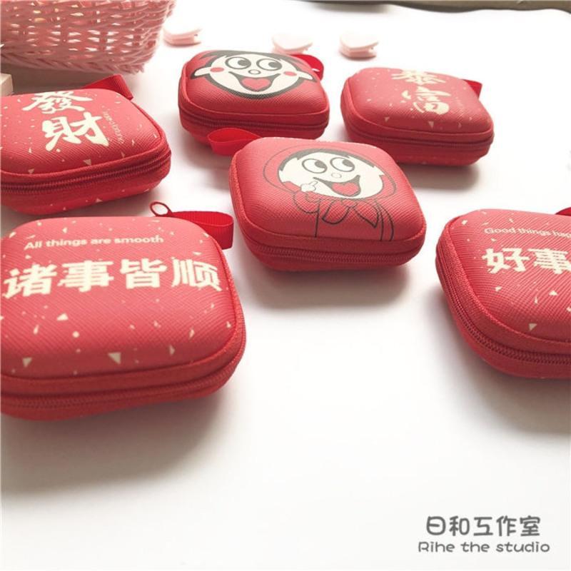 收纳包-英文旺仔 迷你耳机收纳盒数据线收纳包充电器U盘充电线手机收纳袋可爱卡通