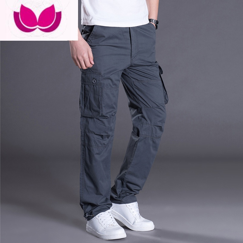 七斓工作裤男多口袋工装裤男裤子户外宽松直筒大码休闲裤男加厚潮