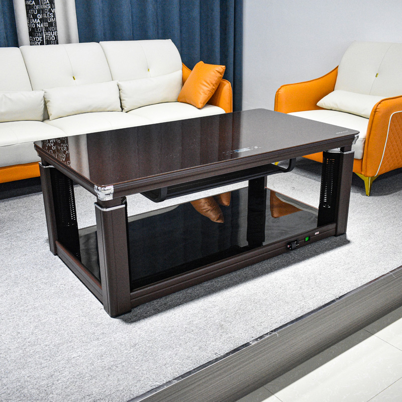 美之家顺意1380K深咖啡138*75CM钢玻无炉 电暖桌取暖桌电暖炉升降电暖茶几烤火桌家用长方形电炉桌子客厅电烤桌高清大图