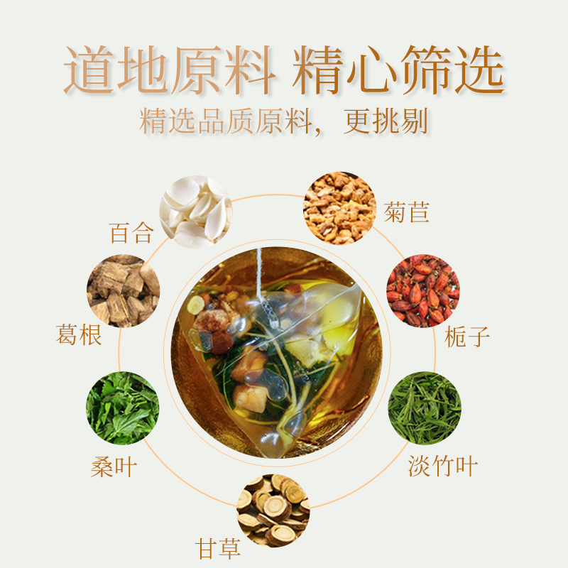 青源堂牌 菊苣栀子茶 菊苣栀子降葛根桑叶甘草百合五宝茶配方90克