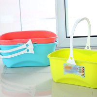 [蓝色普通款]塑料长方形拖把桶加厚大水桶家用储水塑料桶手提平板拖布桶创意简约生活日用清洁用品