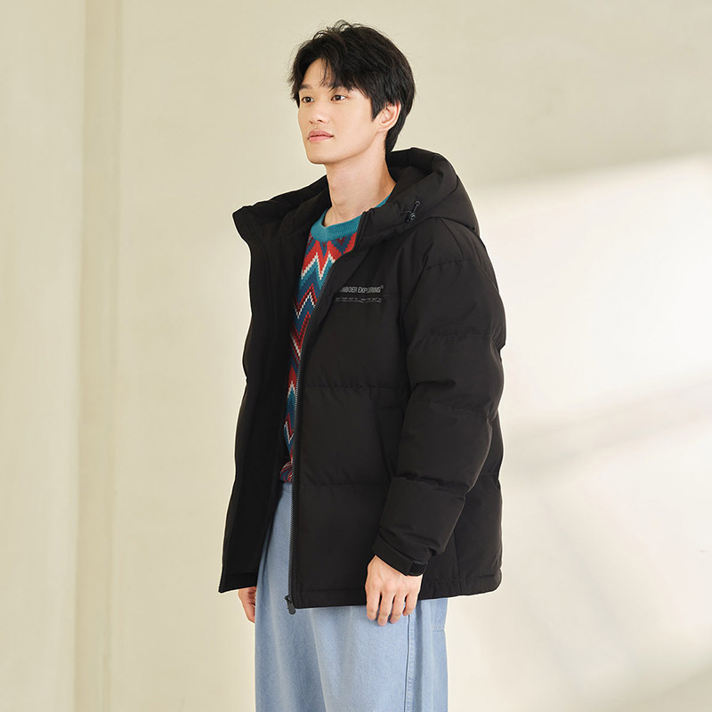 坦博尔2022新款羽绒服男士短款连帽保暖休闲百搭时尚秋冬外套