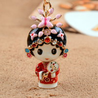 适用于情侣钥匙扣小花旦钥匙扣情侣钥匙扣一对中国风创意可爱男女花旦小生汽车钥匙链挂件圣诞节