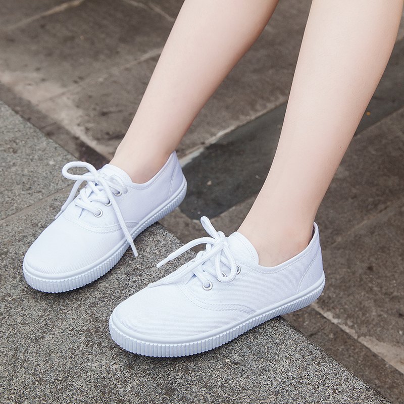 婕秘儿童白布鞋幼儿园小白鞋男女童白鞋学生白色表演球鞋视频