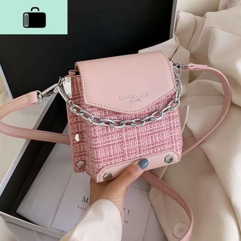 夏天流行格子小包包2020新款潮时尚女包百搭斜挎包网红洋气小方包NEWLAKE高清大图