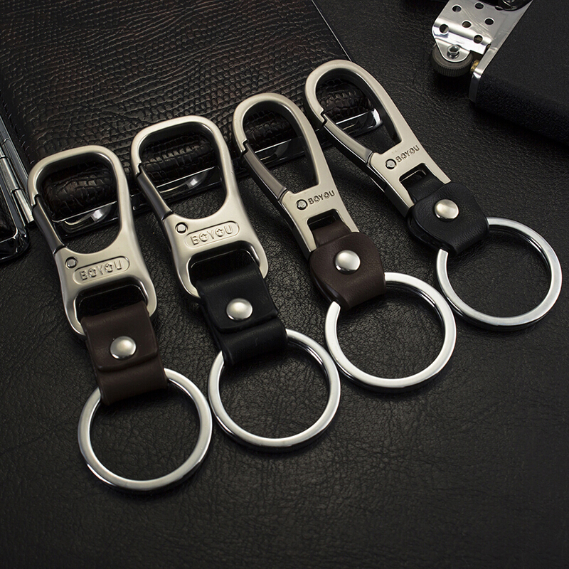 适用于男士腰挂钥匙扣汽车钥匙链金属钥匙圈挂件创意牛皮扣简洁商务