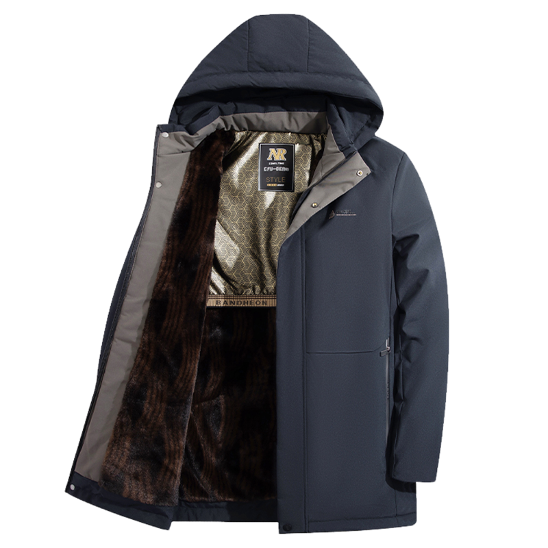 啄木鸟加绒加厚男士棉衣冬季新款商务休闲保暖棉服爸爸冬装外套高清大图