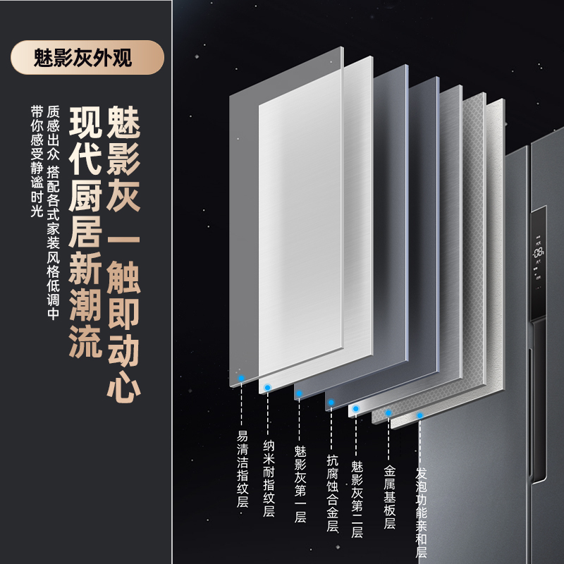 新飞(Frestec)535升对开门冰箱风冷无霜大容量鸿蒙智联全空间除菌保鲜嵌入式底部散热 BCD-535WKQ9AT高清大图