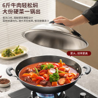 爱仕达 炒锅 铁锅/无涂层 40cm生铸铁炒菜/炖锅锈不了双耳炒煎锅大CF40B1Q 电磁炉明火通用